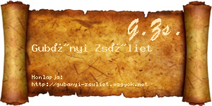 Gubányi Zsüliet névjegykártya